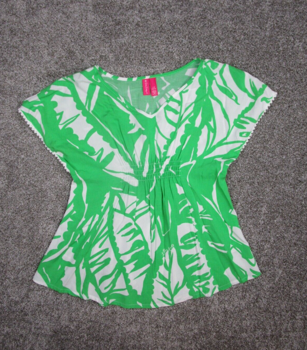 Lilly Pulitzer Shirt Tunic Girls Large Green Palm Boom Boom Pattern Target 2014